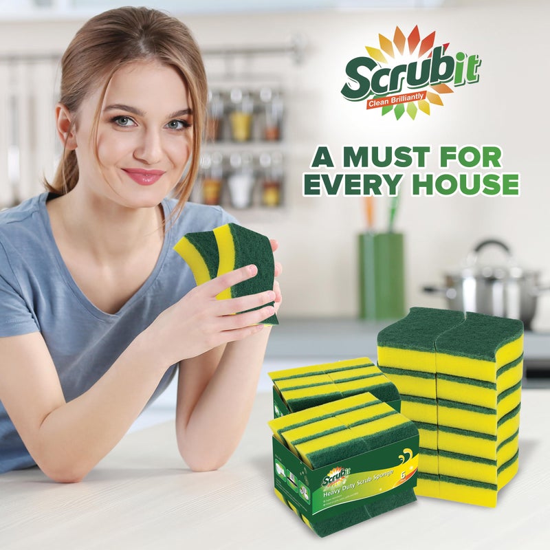 SCRUBIT (24 Pack) Heavy Duty Scrub Sponges by SCRUBIT â€“ Kitchen Dish, Sink and Bathroom Cleaning Scrubber Sponge - with Non-Smell Scouring Pad [New Packaging] - Image 2